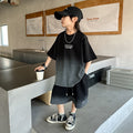 Boys'  summer starry sky casual short-sleeve t-shirt and shorts set - loose fit, round neck, trendy star pattern top