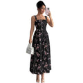 new floral print dress - spring/summer/autumn women's v-neck, slim-fit, a-line maxi dress