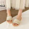 Summer new arrival: faux straw flat sandals - bohemian style lightweight beach slippers - women's sandals in stock