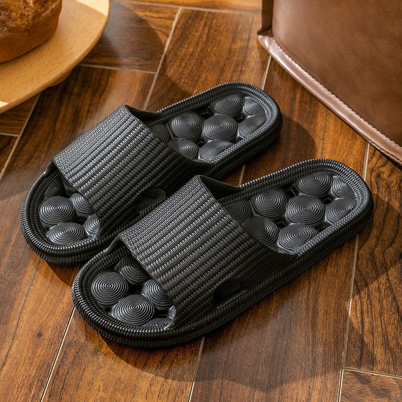 New non-slip home slippers - all-season bath slippers for men and women, soft sole hollow-out design, couple's bathroom drain slippers for dorms