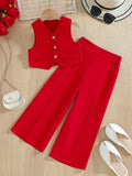 summergirlsuitvest topscasual suitpantslight purplekidstwo-piece pantssuit