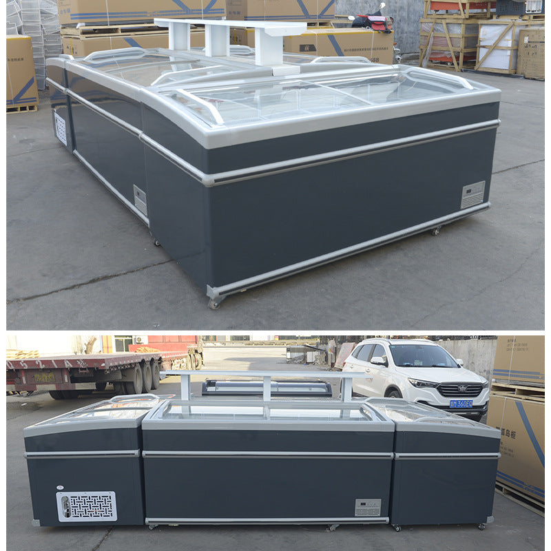 Customizable combination island freezer, commercial cold storage for dumplings, tangyuan, and ice cream, low-temperature freezer, quick-freezing chest freezer