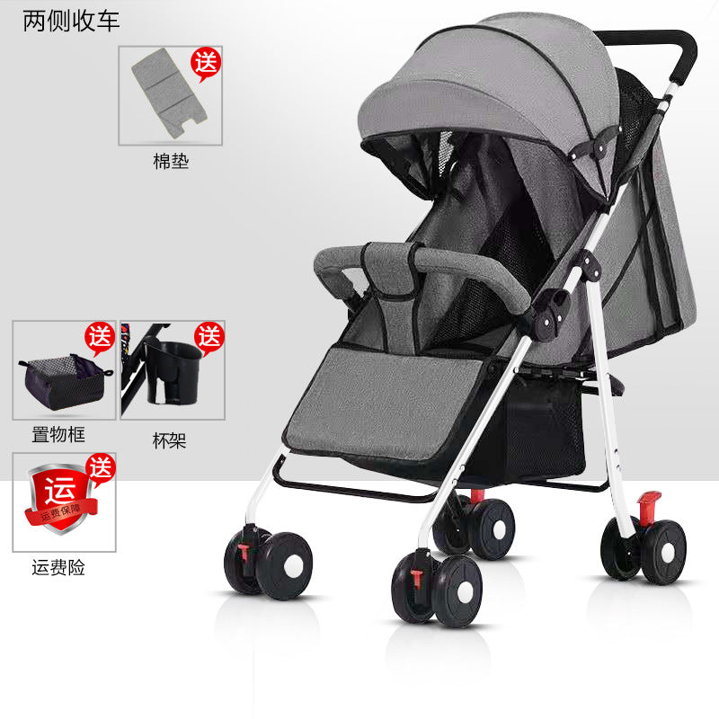 Baby stroller - lightweight, foldable, reclining, four-wheel pushchair for infants and toddlers - one-click folding - dropshipping available