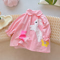 Girls' autumn new arrival: pure cotton doll shirt, long-sleeved blouse, cartoon pink baby girl shirt,  fashionable sweet style