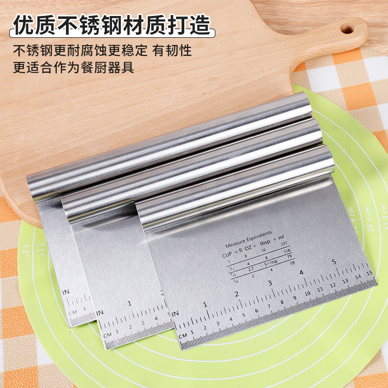 Stainless steel dough scraper with measurement markings - flour cutter, baking tool, nougat dough scraper - cross-border hot seller