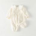 Early autumn newborn baby clothes: stylish and trendy baby girl romper with turn-down collar, long sleeves, super cute outing jumpsuit, autumn outfit