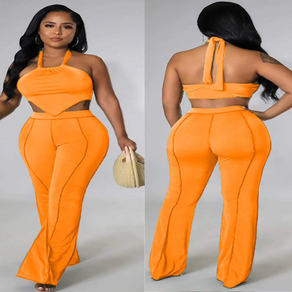 new european and american style women's foreign trade  nightclub sexy irregular strappy off-shoulder top and skirt set