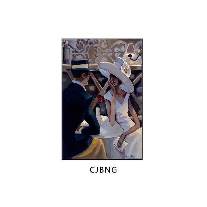 Industrial style bar decorative painting American retro beautiful woman oil painting ktv box hanging painting western restaurant cafe mural