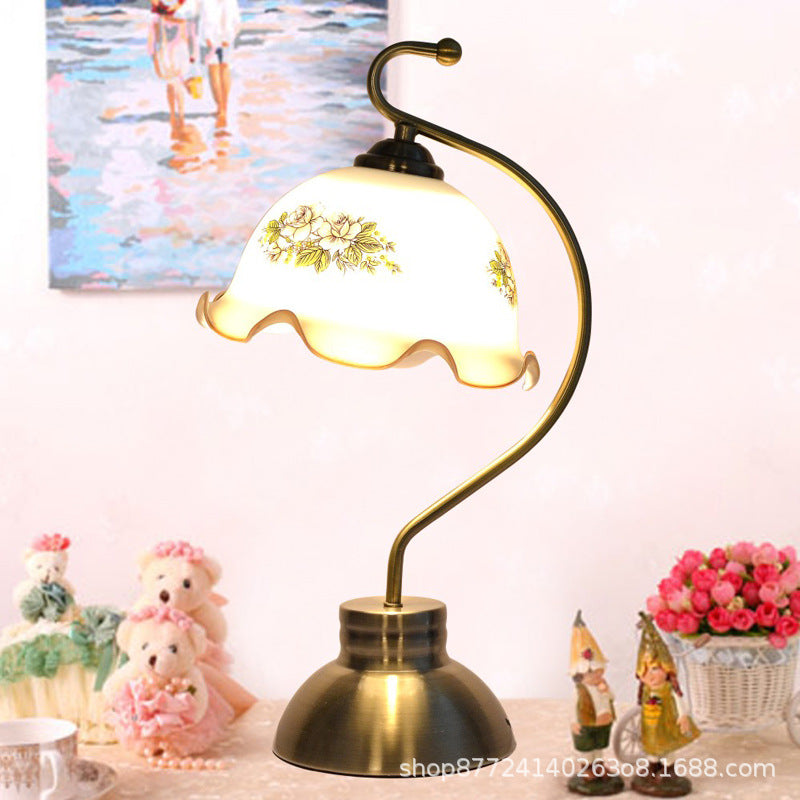 American retro table lamp - bedroom bedside lamp - neoclassical, country, and republic era style - office desk lamp - glass european style - remote control dimming