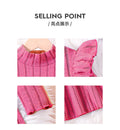 girldress peach pink autumlong sleevesknitting pit stripes flying sleeve skirt with shoulder bag kids long skirt