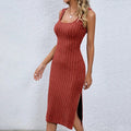 Insnew arrivalfashion cross-border sexy hot girl pit strip sense of design side slit silmslimming lookdress