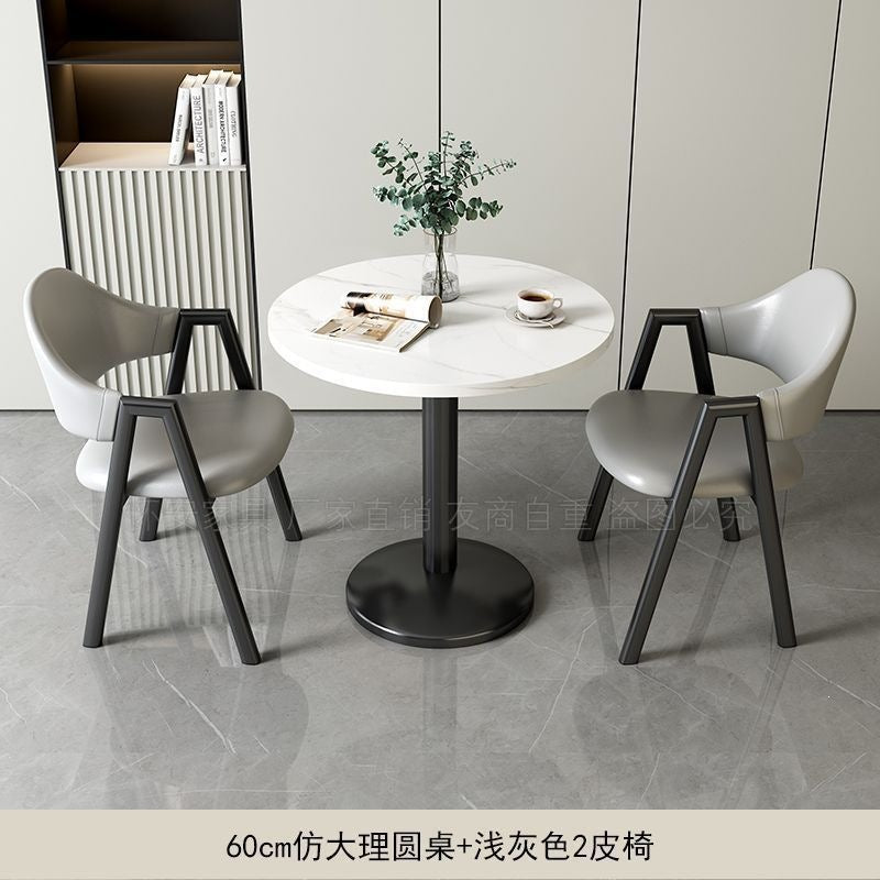 Minimalist modern negotiation table and chair set - perfect for bubble tea shops, coffee shops, dining tables, balcony round tables, casual small spaces, and reception areas
