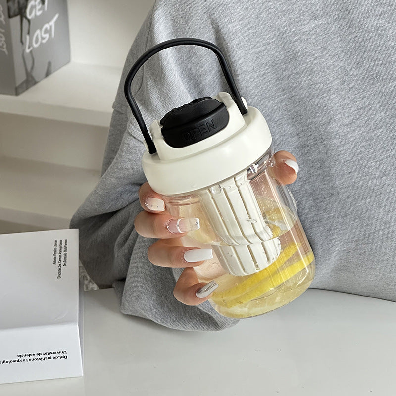 High-style plastic water bottle with handle, portable sports water bottle, sippy cup, dual-drink cup