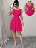 european and american cross-border bowknot backless sleeveless tank dress with cinched waist