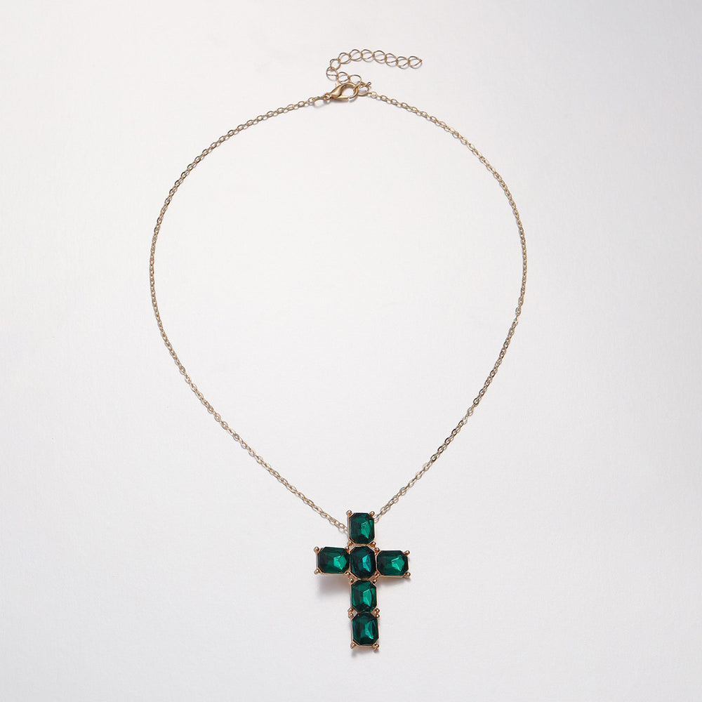 European and american cross-border jewelry: minimalist ins cross pendant necklace, unique and niche design, diamond-studded clavicle chain for women