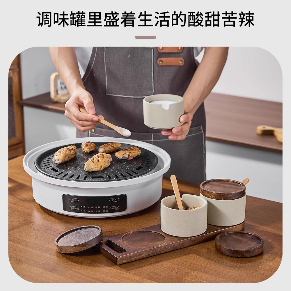 Japanese ceramic seasoning jar set - salt, msg, chicken bouillon, chili sauce, condiment storage for home kitchen, commercial restaurant, and hotel use