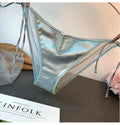 Retropure color tie backembroider briefs silks and satinssexy mesh sexy underwear plaid breathable low waist