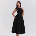 fall/winter new arrivals: european and american style cross-border women's fashion - elegant, sexy, backless, waist-cinching, slim-fit solid color dress