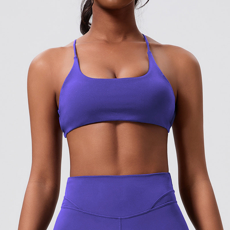 Fashion cross-border cross-back sports intimates running belt chest pad thin strap fitness top tight yoga wear for women