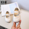Girls' lace-trimmed princess shoes, new autumn  korean style, soft-soled black leather shoes for toddlers and little girls