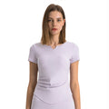 Spr ribbed trim fashion v-neck activewear short sleeve women's fitness running slim fit yoga top ds386