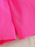 Girls' summer outfit: off-the-shoulder cami top with floral print and peach pink shorts with belt - two-piece set for export