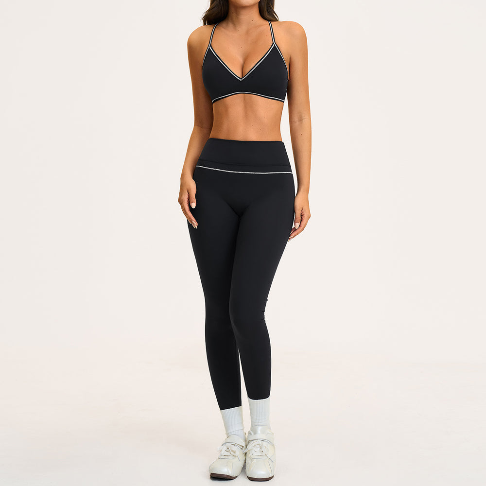 new yoga outfit: high-waisted peach lift, color block, push-up, and beautiful back design - activewear set 9615