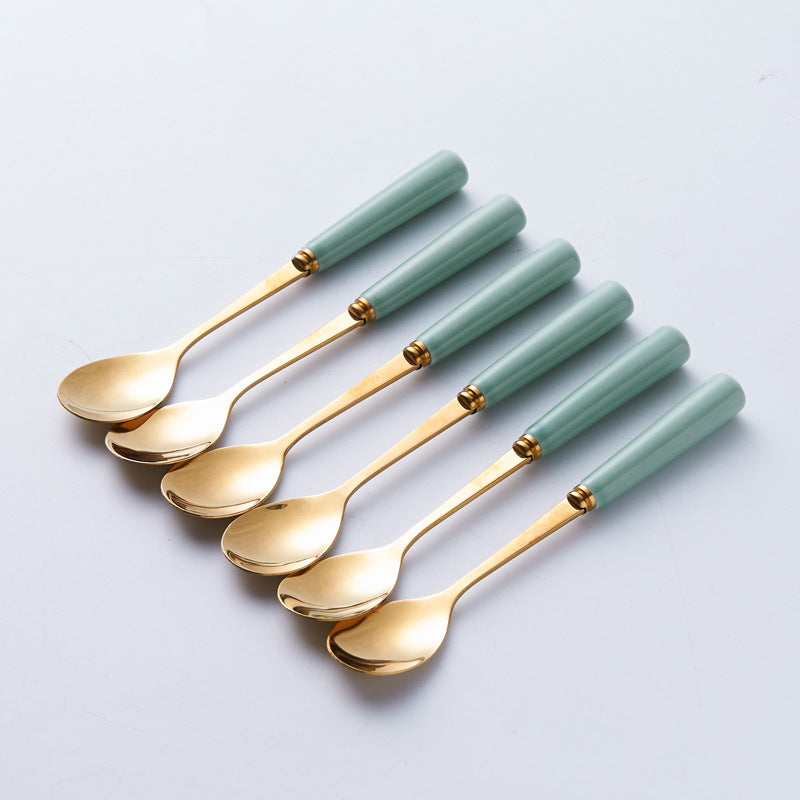 Nordic fruit fork spoon for home stainless steel fruit pick coffee spoon ceramic storage jar suit high-end mooncake knife and fork