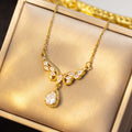 [titanium steel] japanese and korean popular diamond-filled wings water drop necklace for women, high-end light luxury exquisite sweater chain jewelry