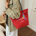Korean style minimalist canvas tote bag for women, 2025 new arrival, super popular large capacity tote, plaid striped versatile shoulder bag