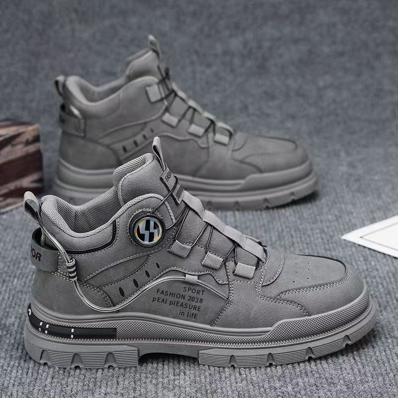 Boots men's high-top spring british style retromencasual leather shoes mid-top waterproofnon-slipworkwear boots