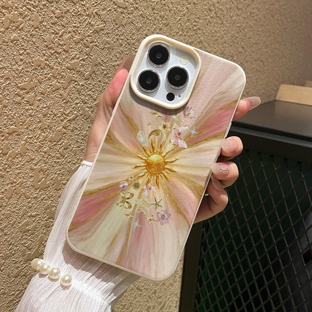 Luxury rose gold sunburst phone case for iphone 17 pro max, apple 16 full coverage drop-proof protective case - wholesale