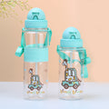 Factory custom cute cartoon kids straw cup cross-border plastic water bottle portable strap flip-top children's water bottle