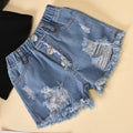 Aliexpress best selling children's clothing mesh patchwork solid color clothes ripped raw edge jeans children's suit cross-border exclusive supply