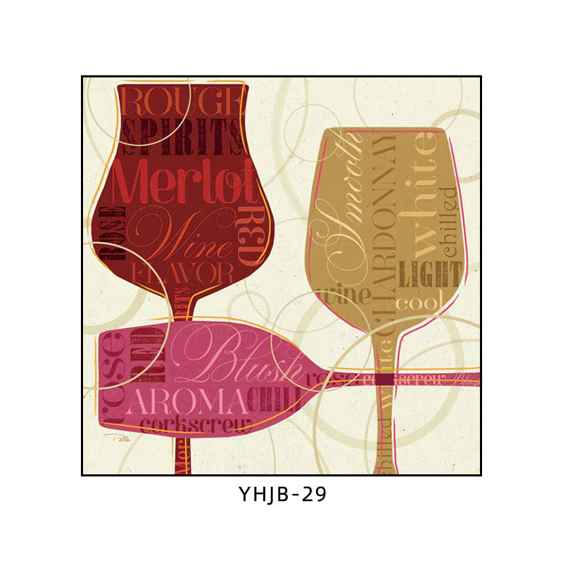 American bar decorative painting retro industrial style creative KTV box red wine glass hanging painting nostalgic wine mural
