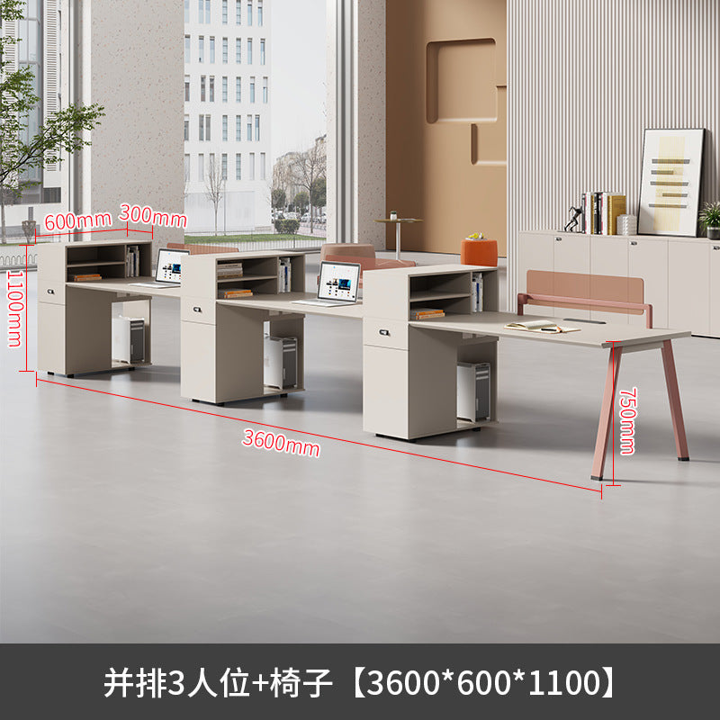Staff desk office desk and chair combination casual modern office screen computer desk employee slot six-person booth