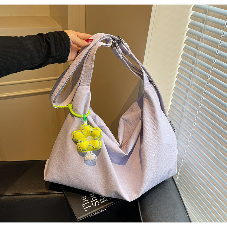 Cross-border 2025 spring solid color handbag women's large-capacity cloth bag simple underarm bag handbag new shoulder bag