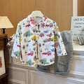 boys' spring/autumn casual top - new stylish cartoon print, trendy korean style, 100% cotton for toddlers and young children