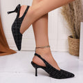 High heels women's shoes 2026 summernew arrivalk-style small fragrant style pointed toe high heels women's back elastic toe sandals