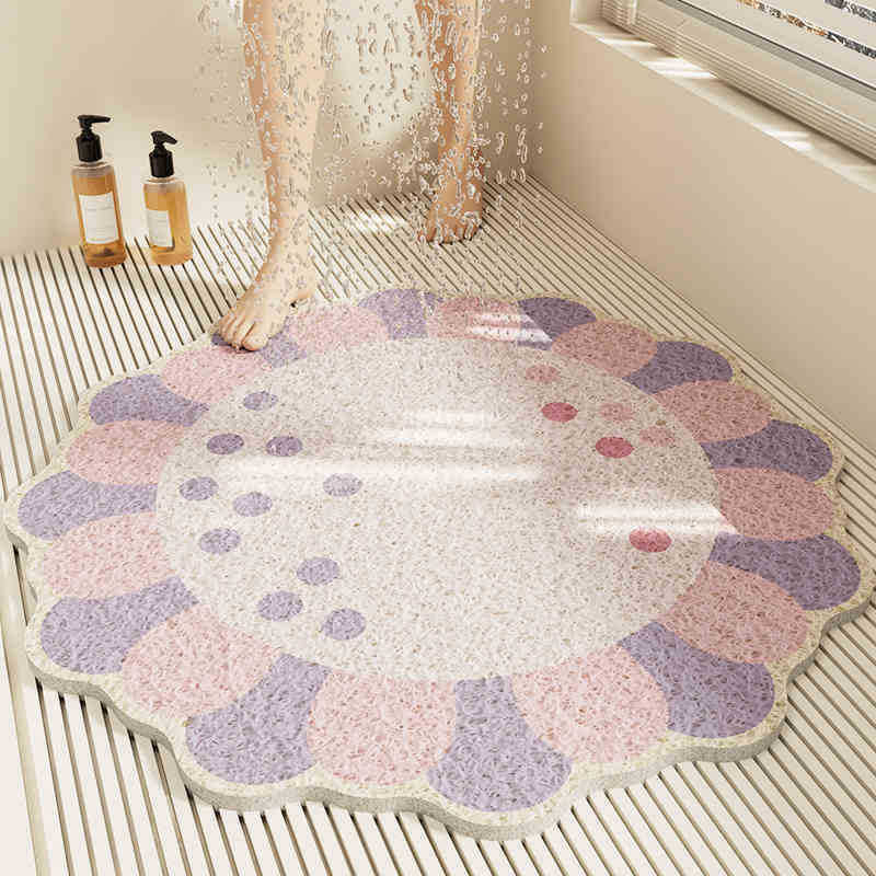 Special-shaped flower bathroom non-slip floor mat cut out wire loop shower room anti-fall foot mat bathroom bathtub drain foot mat