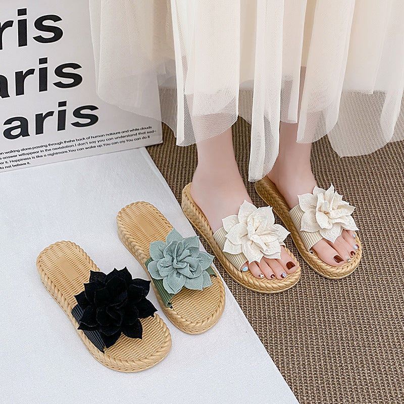 New platform sandals: 4cm wedge heel, soft sole, breathable, and stylish floral design for women