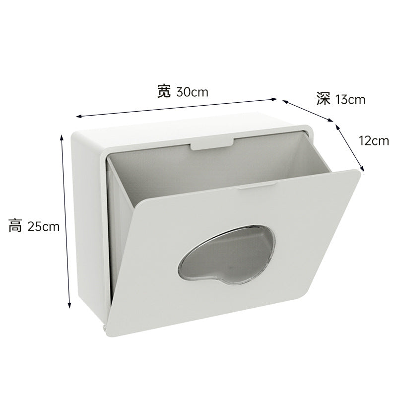 Multifunctional wall-mounted anti-splash water storage box Tipping bucket box No punching bathroom narrow slot paper towel sanitary napkin storage box