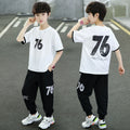 Kids' boys' summer outfit set  new style, korean style short-sleeve summer clothes for older boys, stylish and trendy