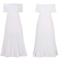 C8594  foreign trade women's new sexy off-the-shoulder pleated maxi dress - european and american style