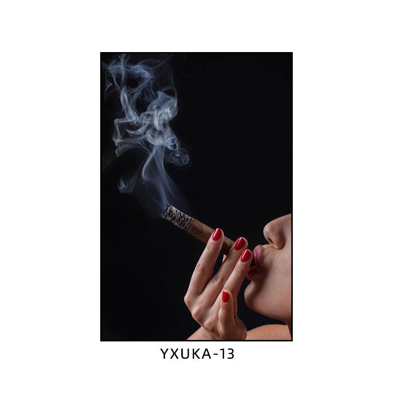 Cigar painting American bar high-end club nightclub box wall decoration painting whiskey winery beautiful woman mural