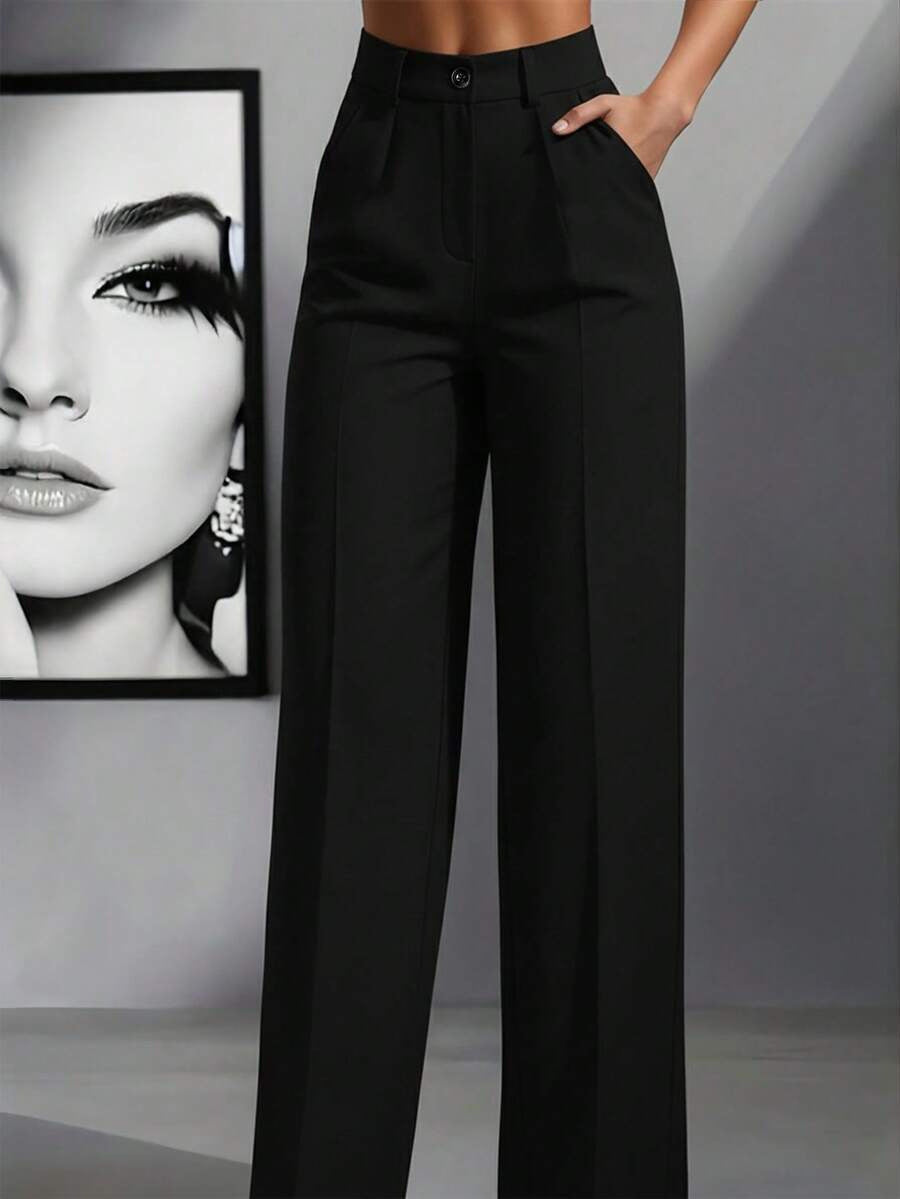 european and american  independent station pure colorcasual women's high waist pleated loosepants work pants trousers