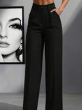 european and american  independent station pure colorcasual women's high waist pleated loosepants work pants trousers