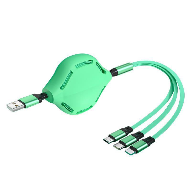 Customized silicone telescopic travel model, one-to-three data cable, suitable for Android, Huawei, Apple mobile phone power supply charging cable