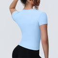 new arrival sports nude waist silm short-sleeved breathable yoga clothes t-shirt running training fitness tops for women