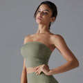 New arrivalpure color chest-wrapped yoga wear tops pleated tube top breathable silm anti-shedding running sports intimates fitness wear